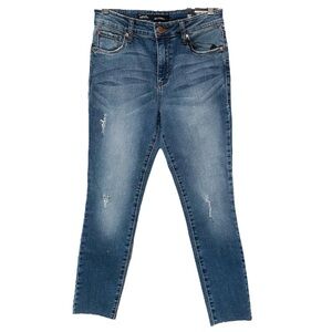 See Thru Soul High Rise Crop Skinny Jeans FLAW Broken Zip